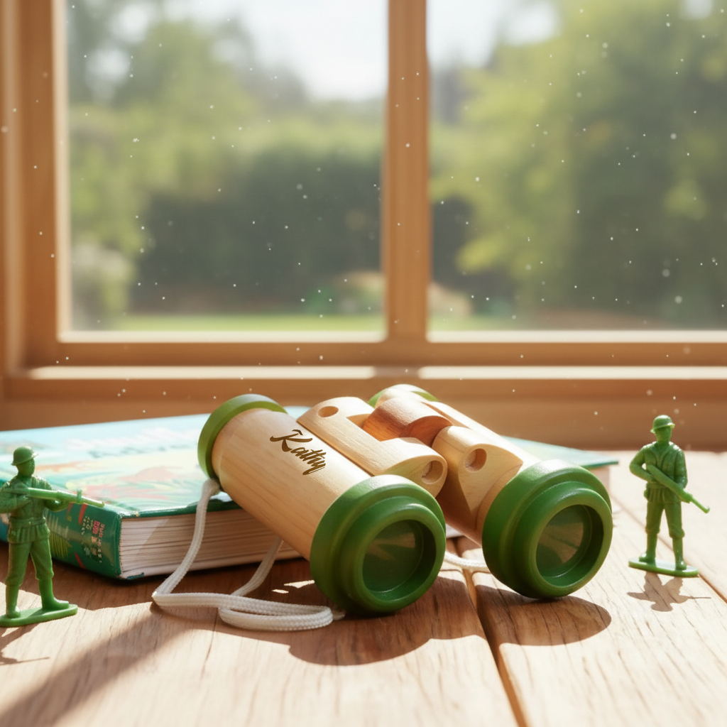 Personalized Montessori Wooden Binoculars  Custom Name Kids Explorer Toy Baptism Easter Basket Stuffer for Little Adventurers