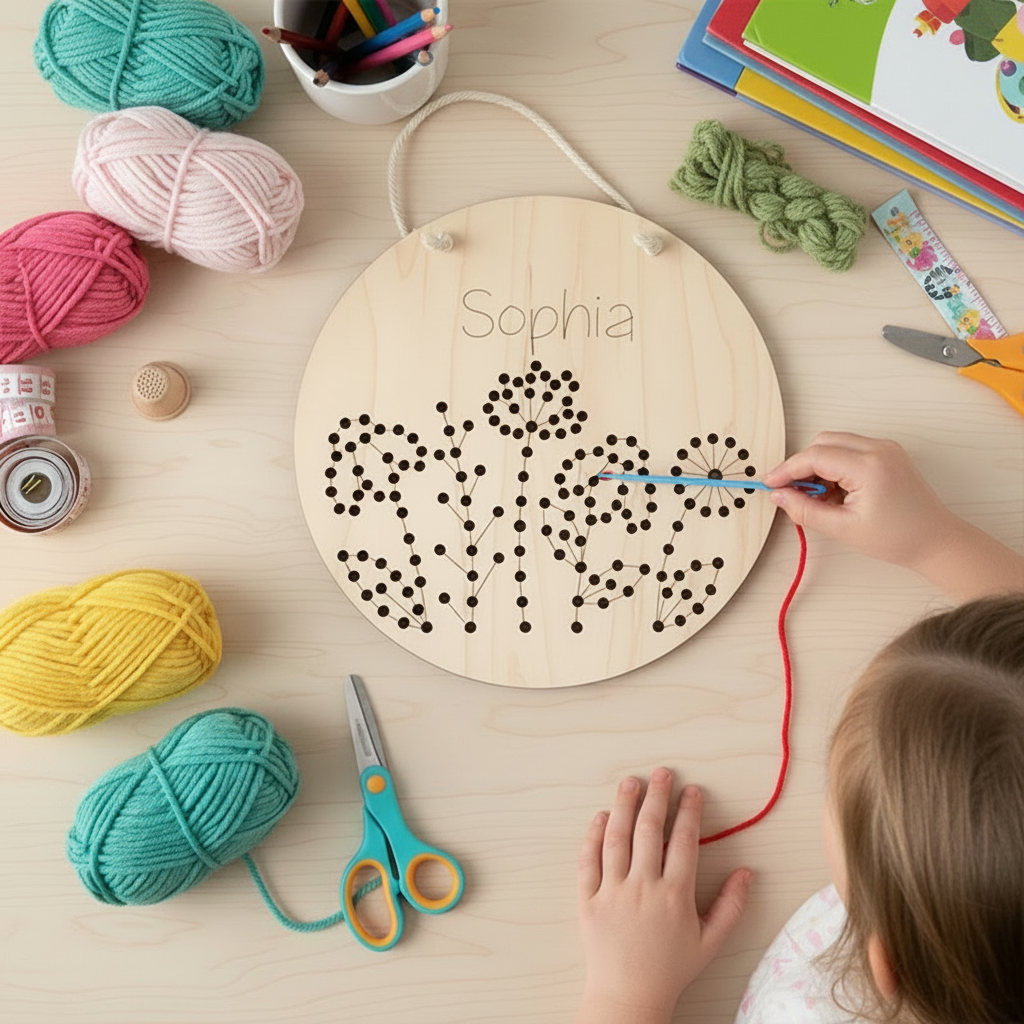 Personalized Flower Sewing Craft Kit for Girls Beginner Yarn Embroidery Set with Custom Name Perfect Easter Gift