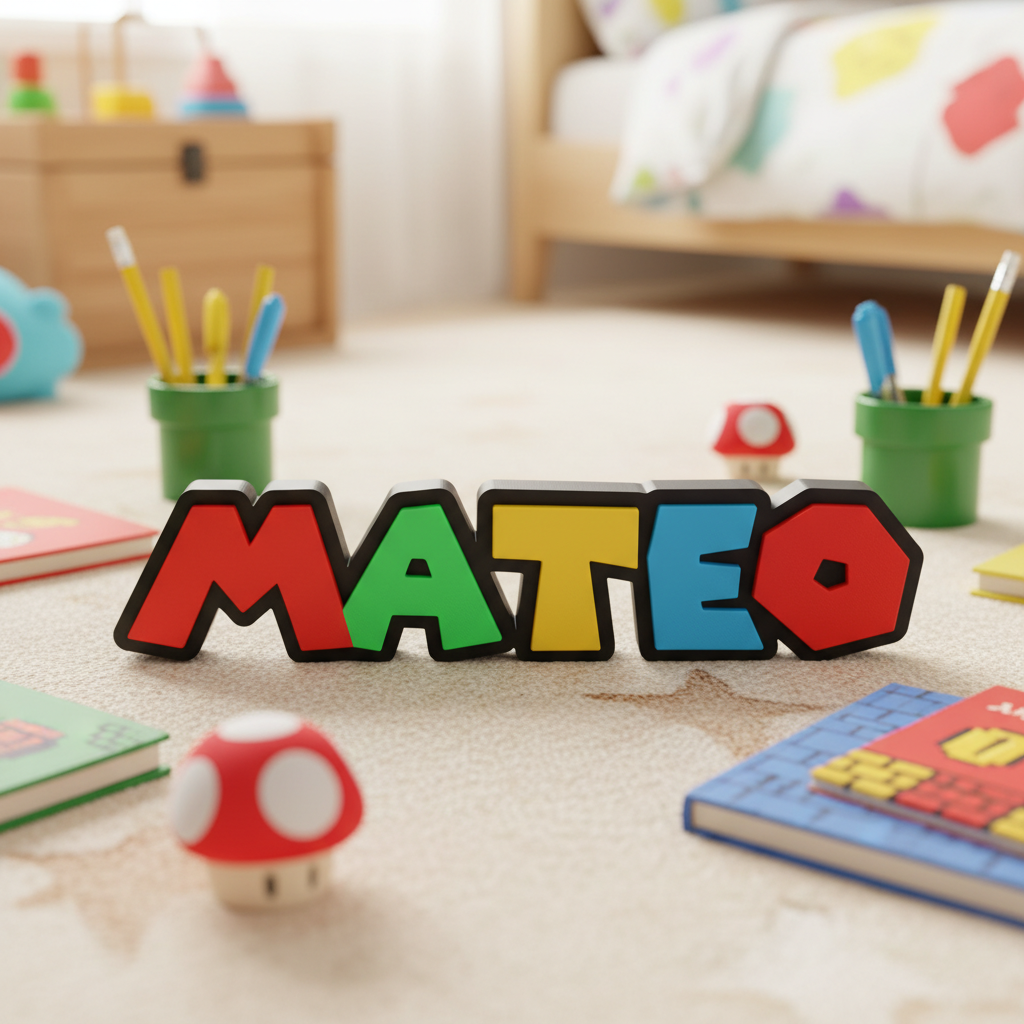 Personalized  3D Printed Name Sign  Custom Retro Gamer Desk Decor  Kids Birthday Gift for Gaming Fans