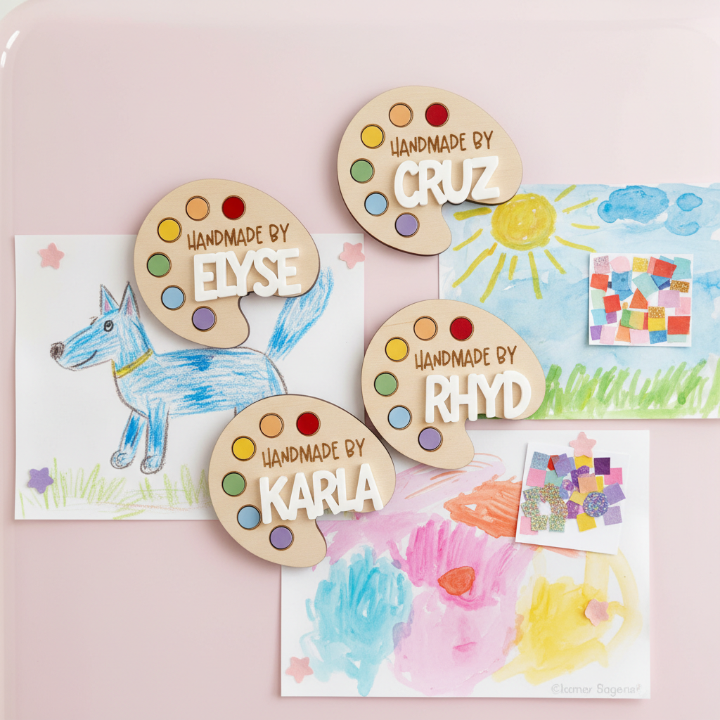 Personalized Kids Art Display Magnet  Custom Name Paint Palette Magnet Look What I Made  Fridge Art for Little Artists  Personalized Kids Art Display Magnet Fridge Decor
