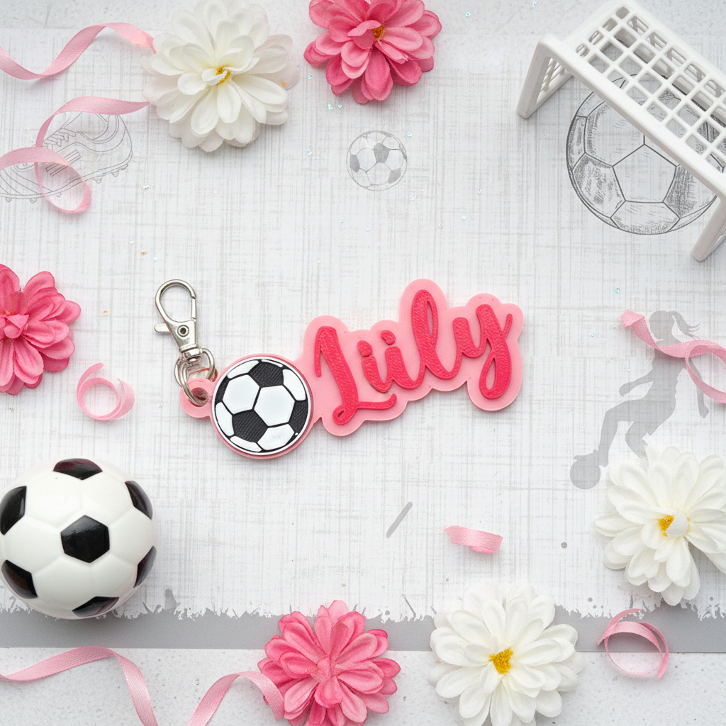 Personalized Soccer Name Tag Keychain for Girls Custom 3D PLA Plastic Soccer Ball Bag Charm Team Gift for Soccer Lovers