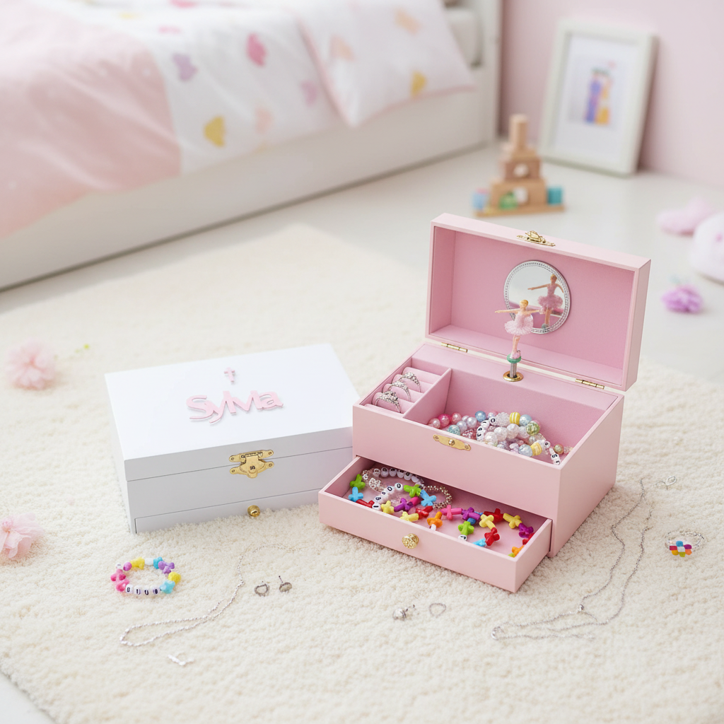 Personalized Ballerina Musical Jewelry Box  Custom Name Keepsake Box  Max 10 Letters with Mirror for Little Girls