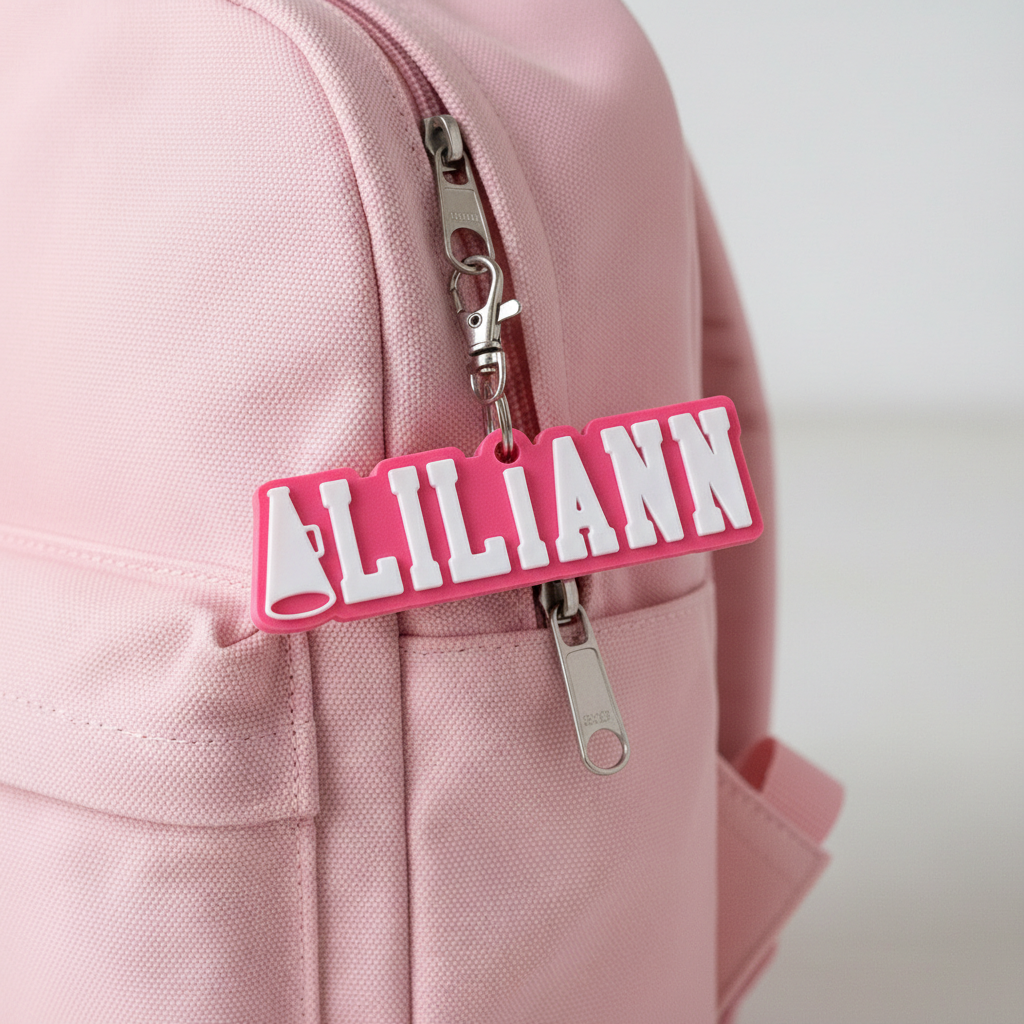Personalized Cheerleading Name Keychain 3D Printed Cheer Bag Tag Custom Megaphone Accessory for Cheerleaders