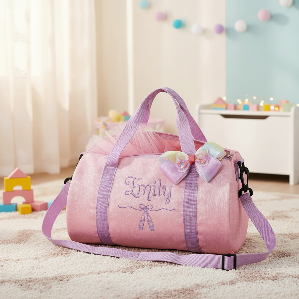 Personalized Glitter Ballet Duffel Bag Custom Name Dance Bag  Sparkly Travel Tote for Little Ballerinas Dance Bag for Little Girls