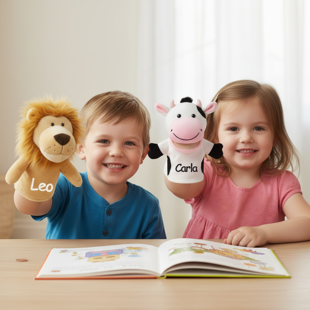 Personalized Animal Hand Puppets for Kids Custom Name Soft Plush Interactive Storytelling and Role-Play Fun Perfect Gift for kids