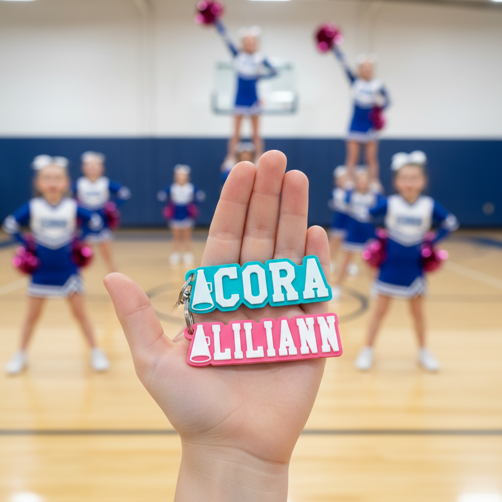 Personalized Cheerleading Name Keychain 3D Printed Cheer Bag Tag Custom Megaphone Accessory for Cheerleaders