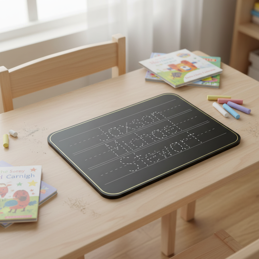 Personalized Name Tracing Chalkboard for Kids Custom 3 Line Design Reusable Learning Tool for Handwriting Practice