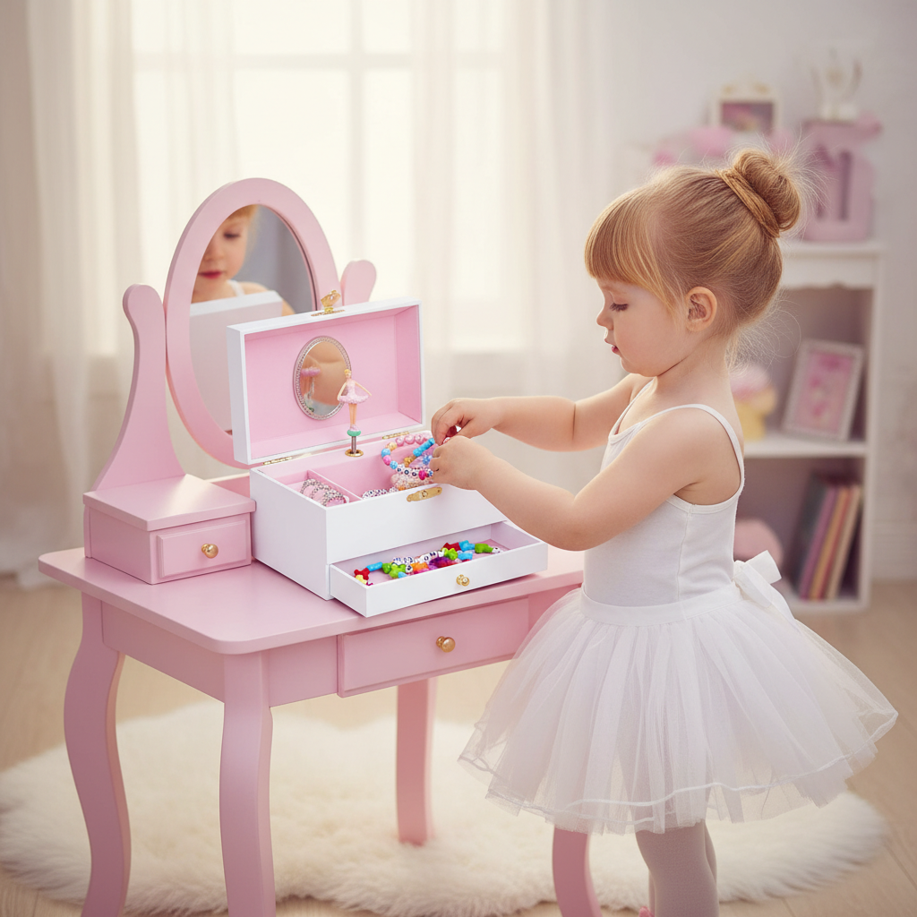 Personalized Ballerina Musical Jewelry Box  Custom Name Keepsake Box  Max 10 Letters with Mirror for Little Girls