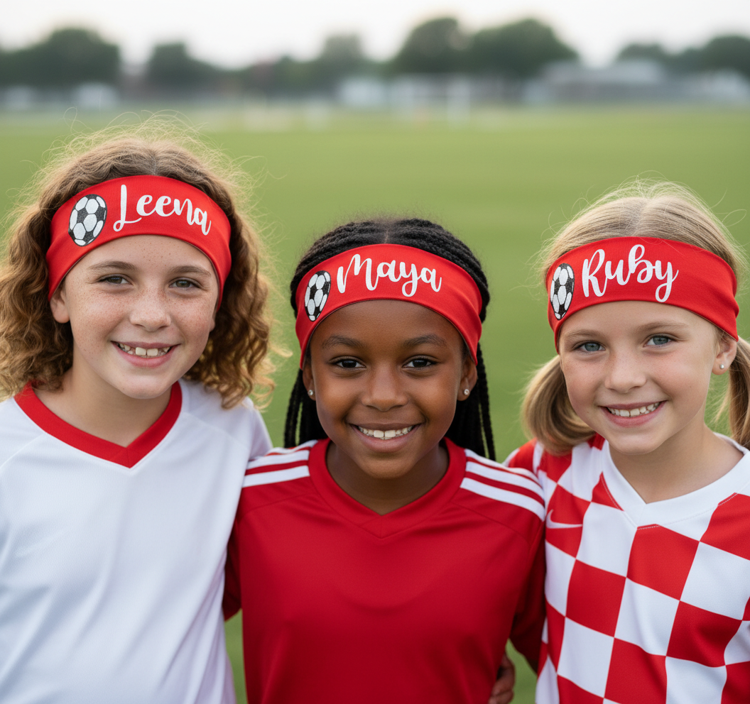 Personalized Soccer Headband for Girls Custom Glitter Name Hairband Team Spirit Sports Accessory Gift 