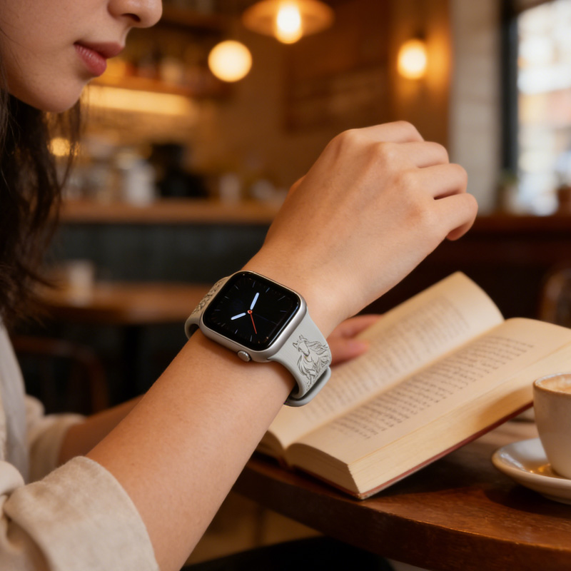 Personalized Birth Flower Horse Silicone Band Laser Engraved Watch Compatible for Horse Riding Equestrian Lover