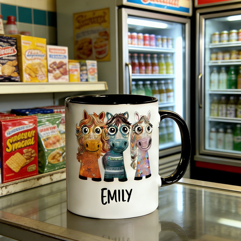 Personalized 3D Graphic Patterns Horse Mug Ceramic Cup Gift for Horse Riding Equestrian Lovers
