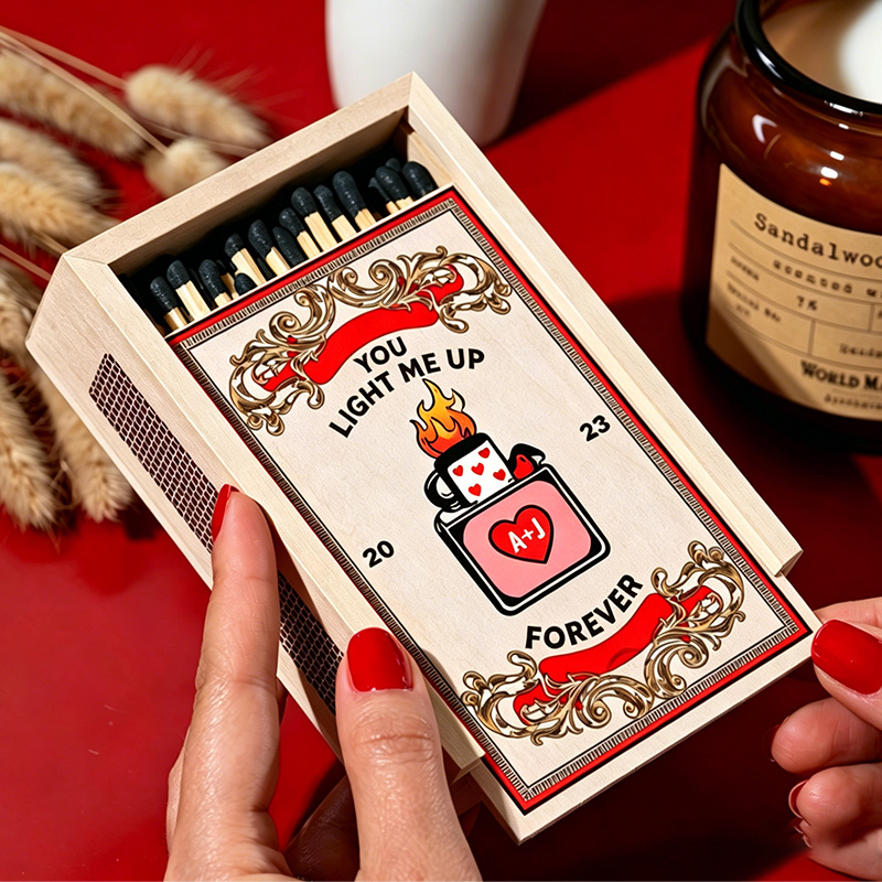 Personalized Couples Matchbox Custom Date Night Matchbox Christmas Dinner Matchbox without Match Wedding Gift for Couple Anniversary Gift Matchbox 