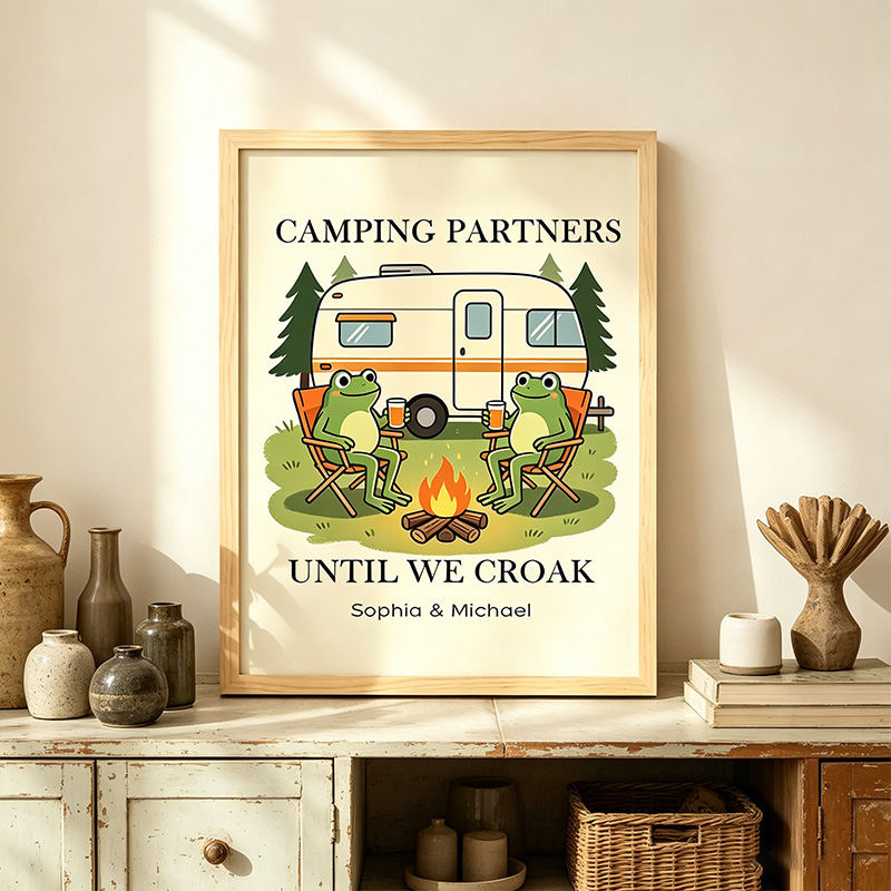 Personalized Together Until We Croak Frog Couple Print Poster Wedding Anniversary Gift for Couple