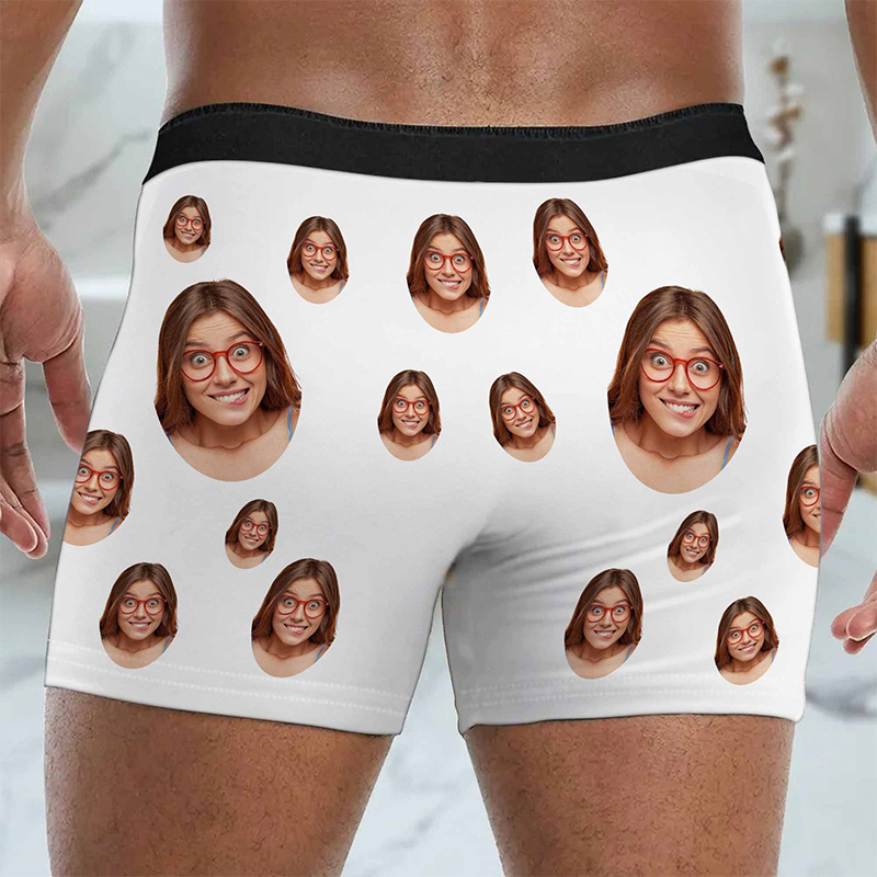 Personalized Girlfriend Wife Face Boxer Brief Men World's Greatest Cock Underwear with Woman Face Photo Valentines Day Gift for Boyfriend Husband