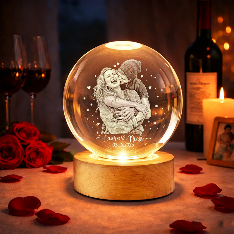 Personalized Photo Night Light Custom Picture Memorial Crystal Ball Lamp Wedding Gift Couple Anniversary Gift For Wife Girlfriend Husband