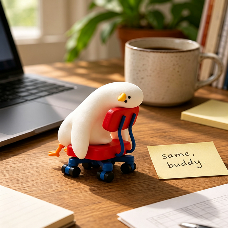 Funny Coworker Gift, Burnout Duck Figurine, I'm Sick Of Everything Duck, Office Desk Decor, Emotional Support Gift