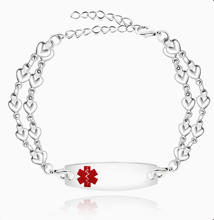 Personalized Emergency Bracelet, Adjustable Medical ID Bracelet Women, Breast Cancer Survivor Bracelet, Medic Conditions Jewelry Emergency Jewelry