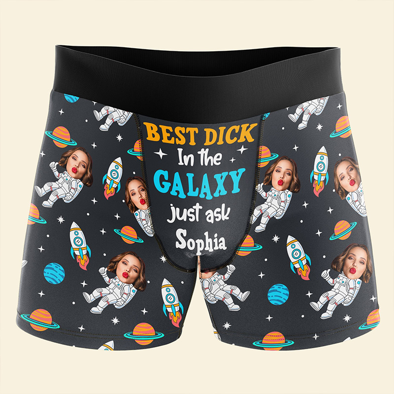 Personalized Girlfriend Wife Face Best Dick in the Galaxy Just Ask Her Boxer Briefs Men Underwear with Woman Face Photo Valentines Day Gift for Him