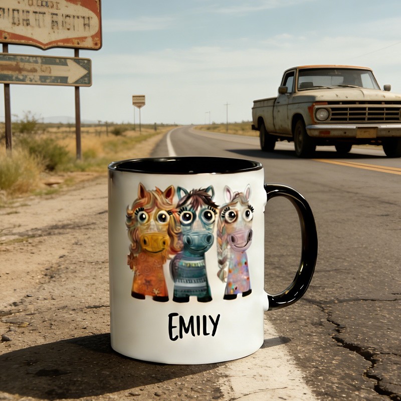 Personalized 3D Graphic Patterns Horse Mug Ceramic Cup Gift for Horse Riding Equestrian Lovers