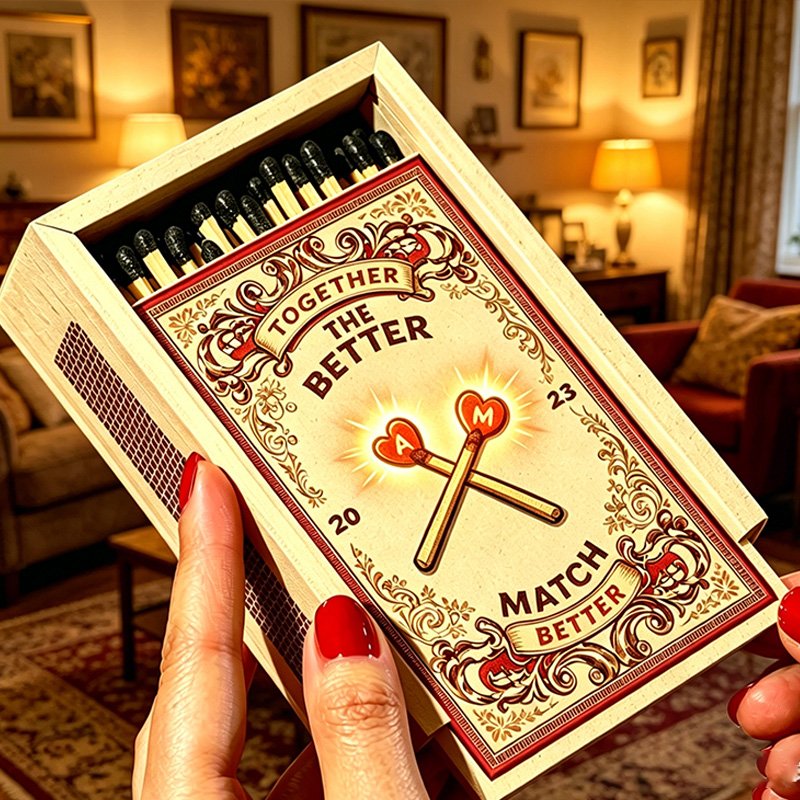 Personalized Couples Matchbox Custom Date Night Matchbox Christmas Dinner Matchbox without Match Wedding Gift for Couple Anniversary Gift Matchbox 