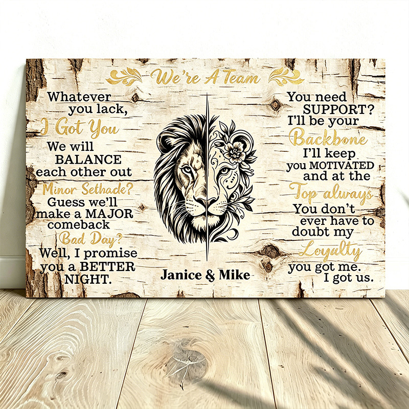 Personalized We're A Team Lion Wall Art Anniversary Gift Unique Keepsake Gift for Husband Wife Couple Lion Print Poster