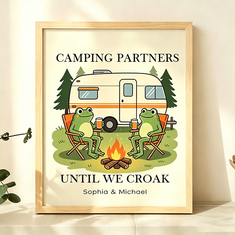 Personalized Together Until We Croak Frog Couple Print Poster Wedding Anniversary Gift for Couple