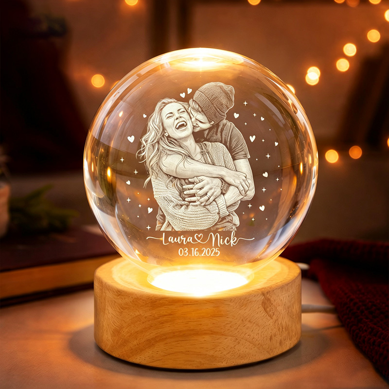 Personalized Photo Night Light Custom Picture Memorial Crystal Ball Lamp Wedding Gift Couple Anniversary Gift For Wife Girlfriend Husband