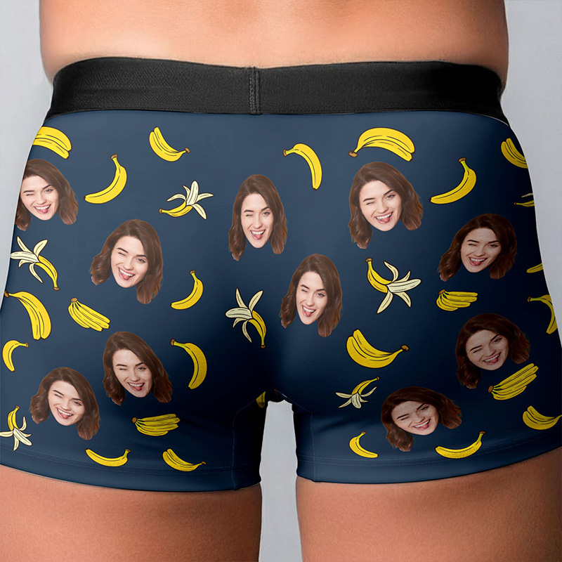 Personalized Girlfriend Wife Face Boxer Brief Only Her Can Eat This With Bananas Men Underwear with Photo Valentines Day Gift for Boyfriend Husband