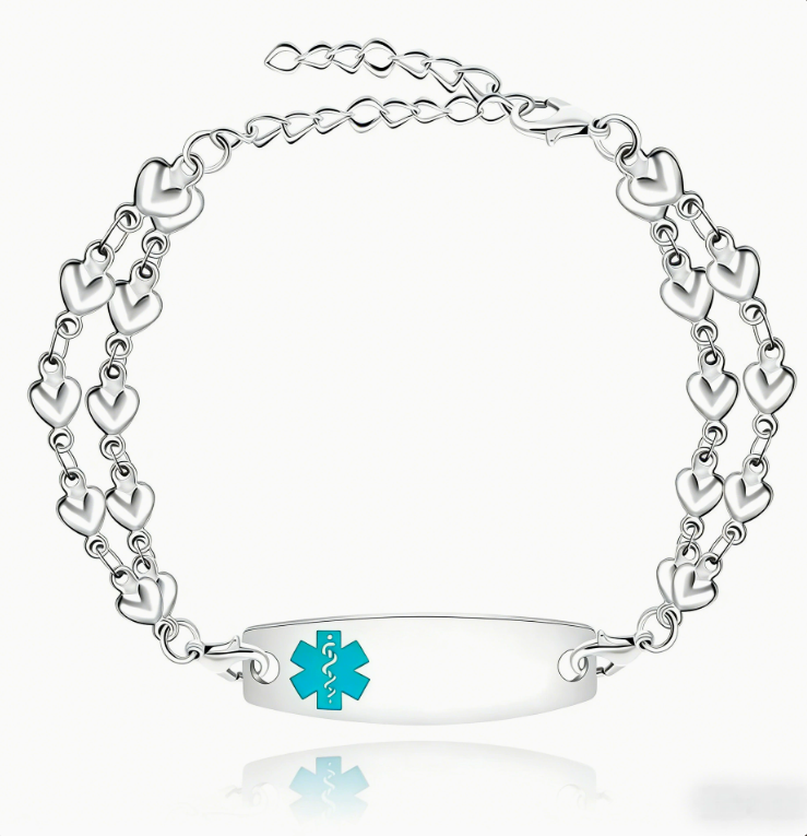 Personalized Emergency Bracelet, Adjustable Medical ID Bracelet Women, Breast Cancer Survivor Bracelet, Medic Conditions Jewelry Emergency Jewelry