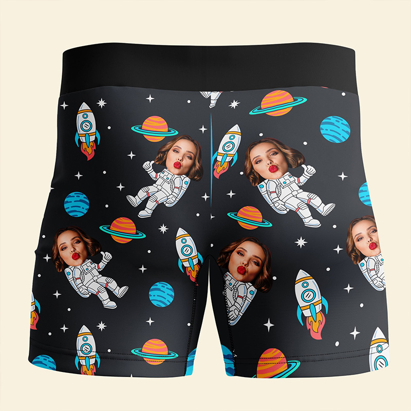 Personalized Girlfriend Wife Face Best Dick in the Galaxy Just Ask Her Boxer Briefs Men Underwear with Woman Face Photo Valentines Day Gift for Him