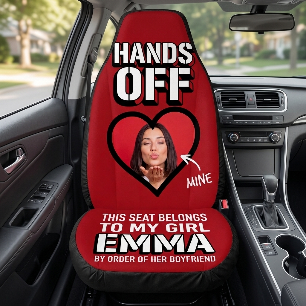 Personalized Wife Girlfriend Photo Car Seat Cover Gift for Wife Girlfriend Unique Car Gift
