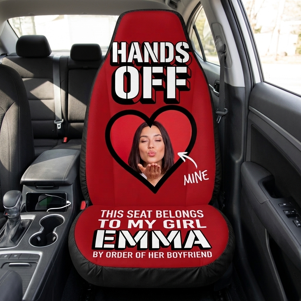 Personalized Wife Girlfriend Photo Car Seat Cover Gift for Wife Girlfriend Unique Car Gift