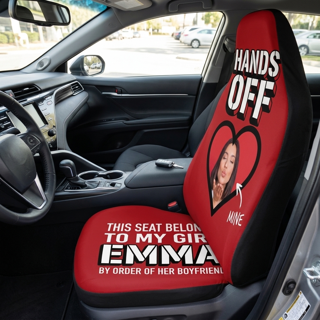 Personalized Wife Girlfriend Photo Car Seat Cover Gift for Wife Girlfriend Unique Car Gift