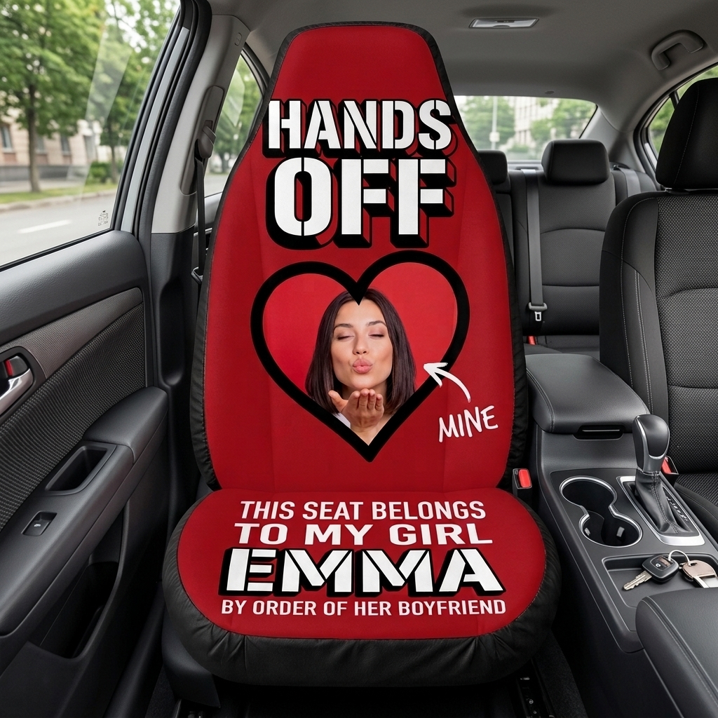 Personalized Wife Girlfriend Photo Car Seat Cover Gift for Wife Girlfriend Unique Car Gift