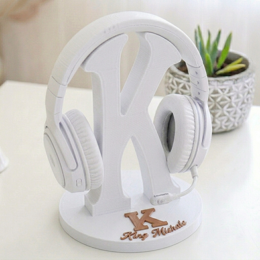 Personalized Letter Name Headphone Stand Custom Holder for Boyfriend Husband - Anniversary & Valentine's Gift