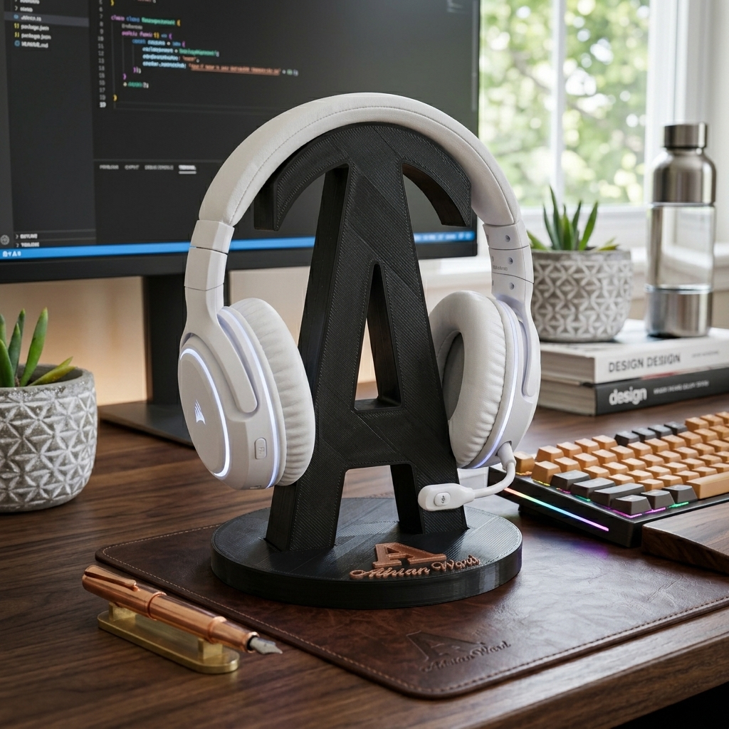 Personalized Letter Name Headphone Stand Custom Holder for Boyfriend Husband - Anniversary & Valentine's Gift