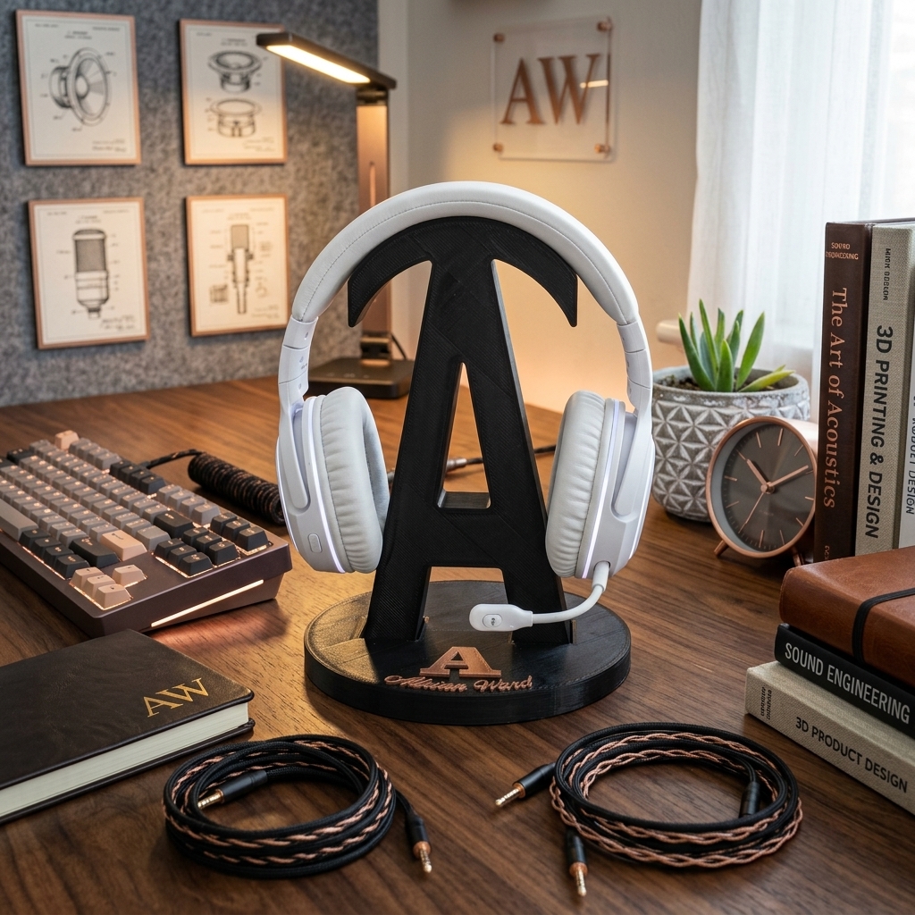 Personalized Letter Name Headphone Stand Custom Holder for Boyfriend Husband - Anniversary & Valentine's Gift