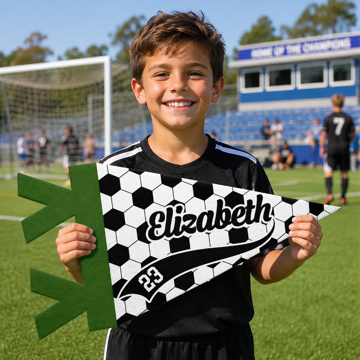 Personalized Pennant Soccer Player With Name & Number Gift for Soccer Fans