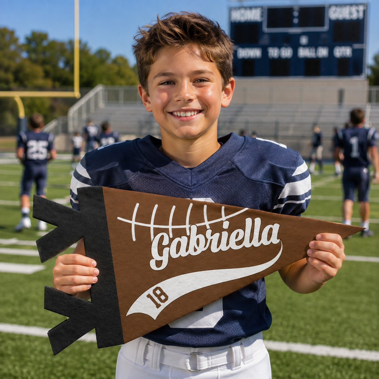 Personalized Pennant American Football Player With Name & Number Gift for Football Fans