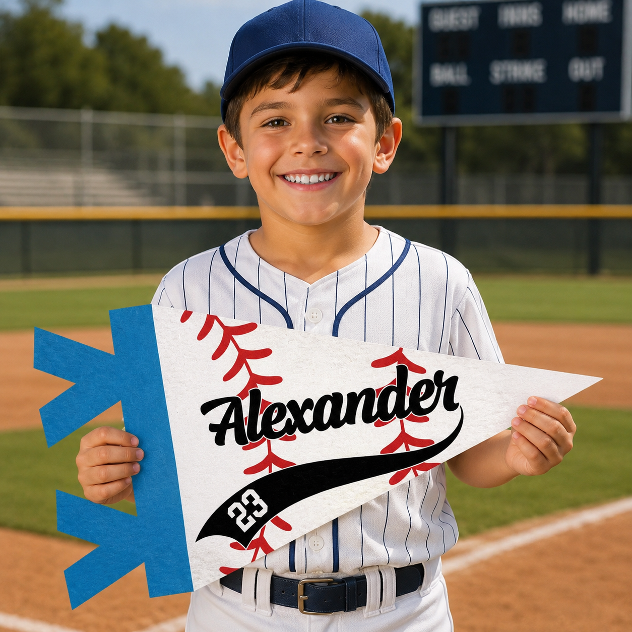 Personalized Pennant Baseball Player With Name & Number Gift for Baseball Lovers