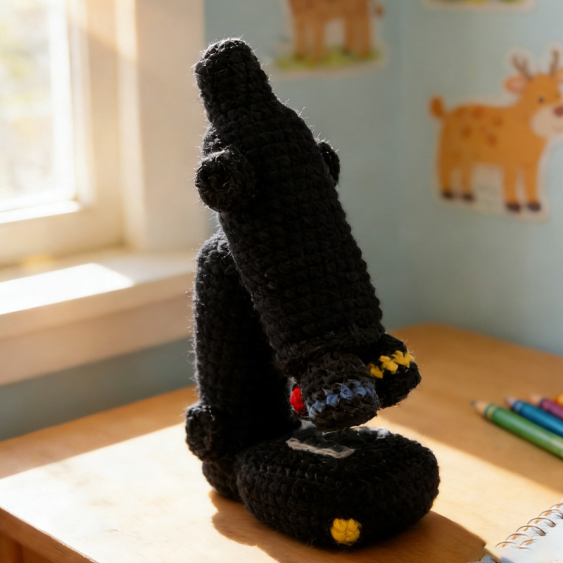Personalized Amigurumi Toy Biology Plushie Microscope Crochet Toy Science Decor Gift for Geek Lover