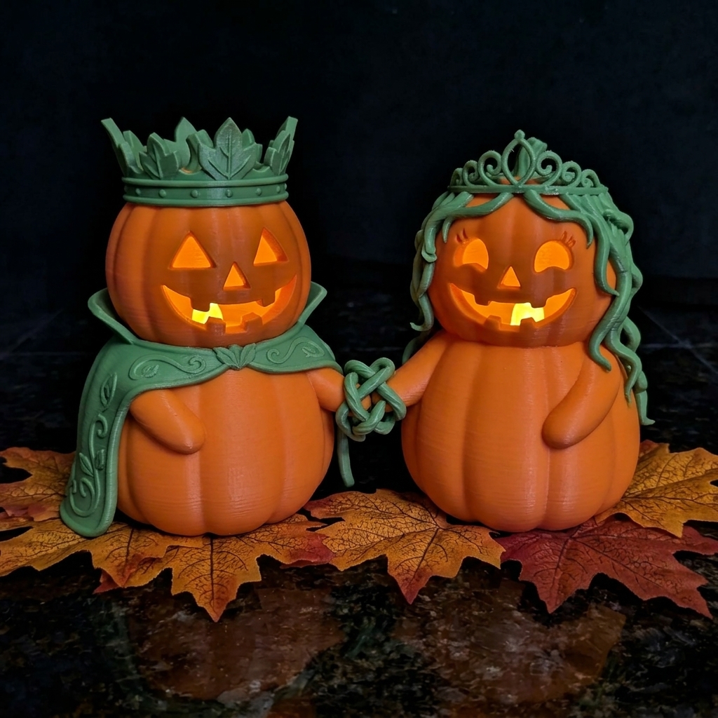 Personalized 3D Printed Pumpkin-Shaped LED Tea Candle Holder Lampshade Stackable and Customizable 3D Printed White Halloween Decoration LED Light Only Halloween Gift Couple Gift