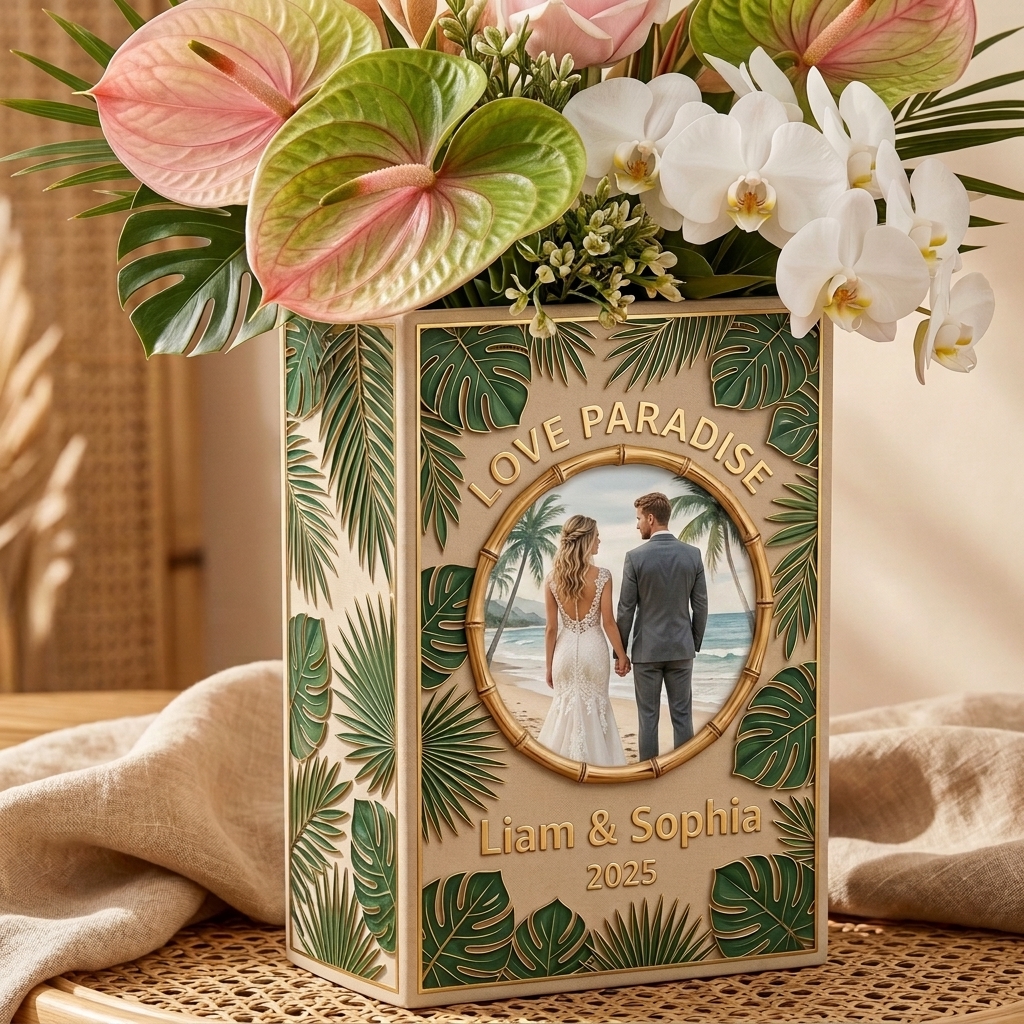 Personalized Ceramic Book Vase, Wedding Vase Gift, Custom Couple Name Book Vase,Gift for Newlyweds, Wedding Anniversary Gift for Couple