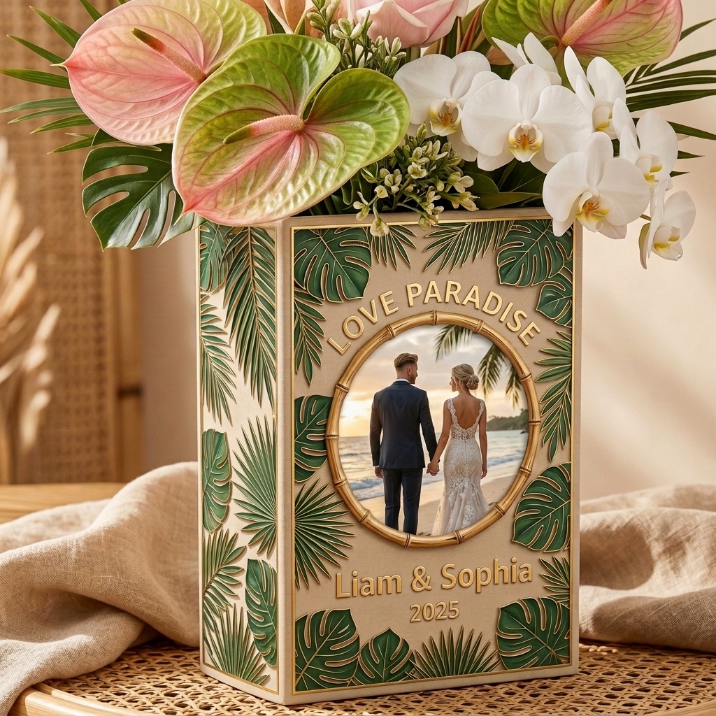 Personalized Ceramic Book Vase, Wedding Vase Gift, Custom Couple Name Book Vase,Gift for Newlyweds, Wedding Anniversary Gift for Couple