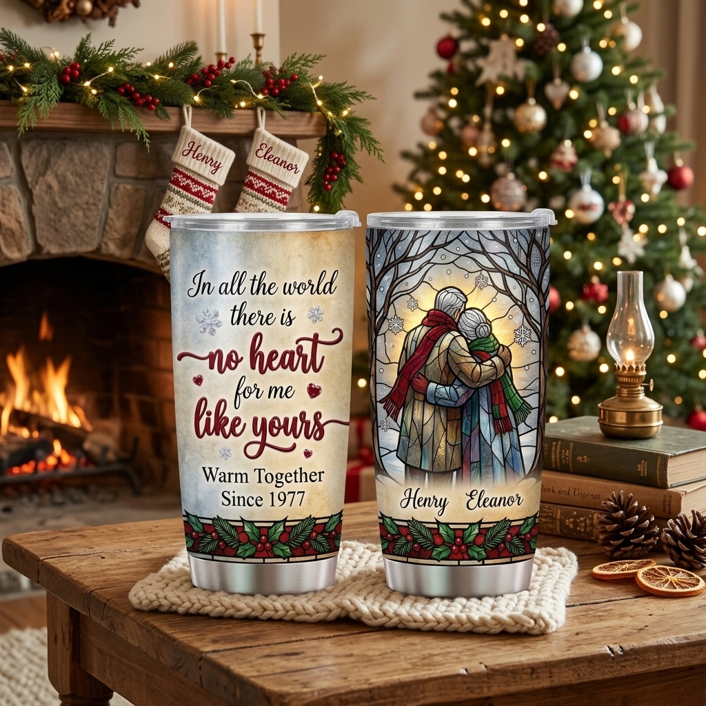 Personalized In All The World There Is No Heart for Me Like Yours Tumbler Old Couple Anniversary Gift  for Couple 20OZ  Tumbler with Name Gift for Wife Husband You're My Today and All My Tomorrows Tumbler for Wife