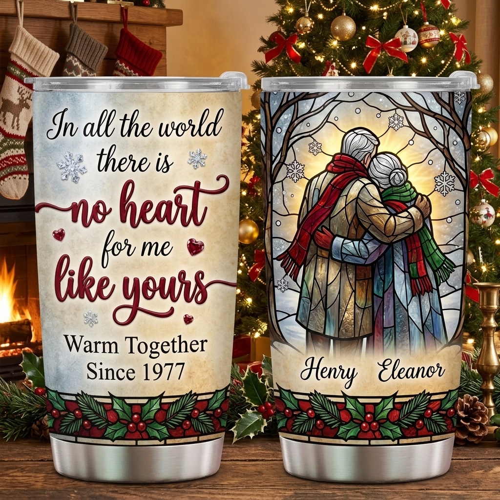 Personalized In All The World There Is No Heart for Me Like Yours Tumbler Old Couple Anniversary Gift  for Couple 20OZ  Tumbler with Name Gift for Wife Husband You're My Today and All My Tomorrows Tumbler for Wife