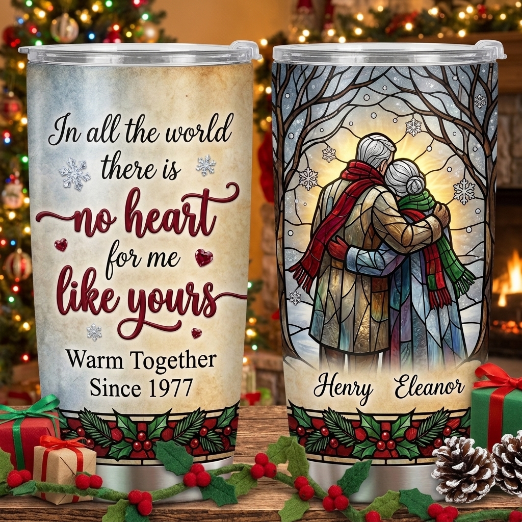 Personalized In All The World There Is No Heart for Me Like Yours Tumbler Old Couple Anniversary Gift  for Couple 20OZ  Tumbler with Name Gift for Wife Husband You're My Today and All My Tomorrows Tumbler for Wife