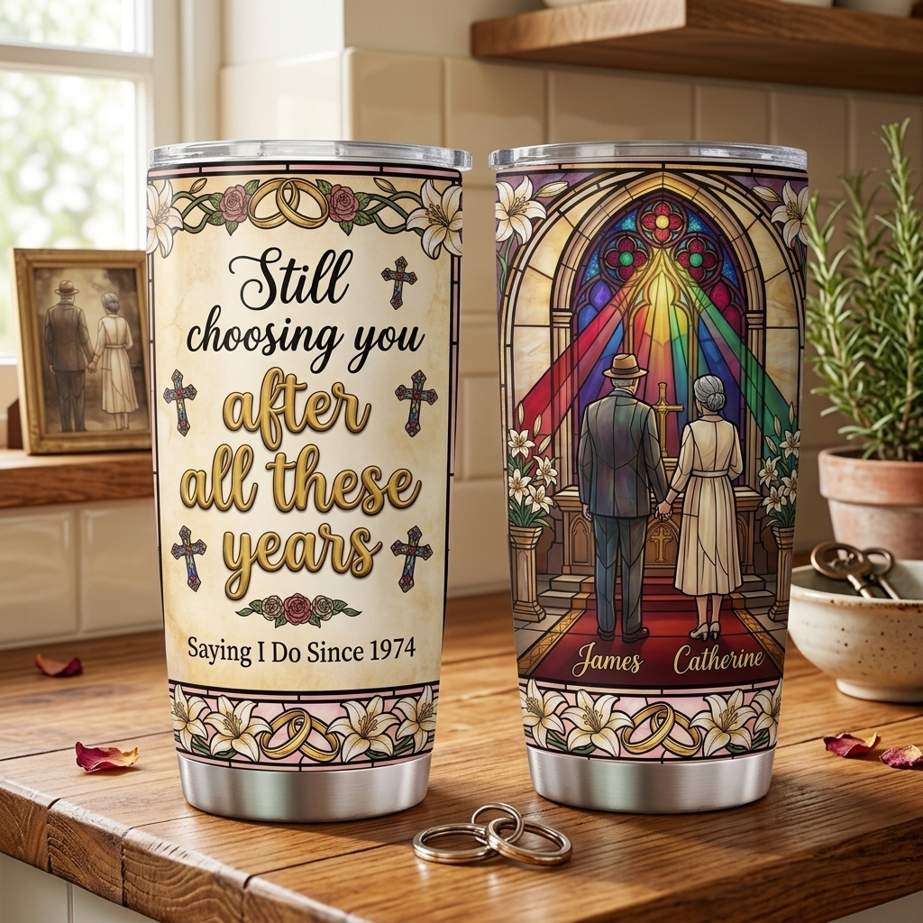 Personalized Still Choosing You After These Years Tumbler for Wife Gift Old Couple 20OZ  Tumbler with Name Gift for Wife Husband You're My Today and All My Tomorrows Tumbler for Wife