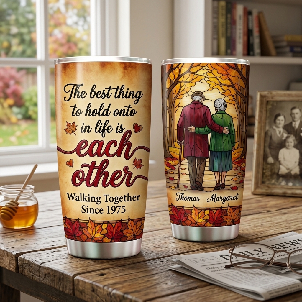 Personalized The Best Thing To Hold Onto in Life is Each Other Tumbler Old Couple Anniversary Gift  for Couple 20OZ  Tumbler with Name Gift for Wife Husband You're My Today and All My Tomorrows Tumbler for Wife