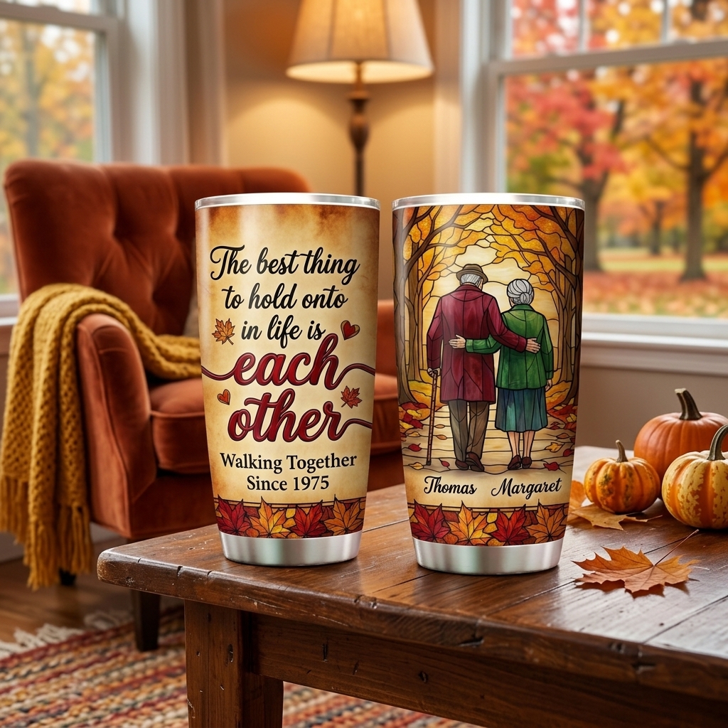 Personalized The Best Thing To Hold Onto in Life is Each Other Tumbler Old Couple Anniversary Gift  for Couple 20OZ  Tumbler with Name Gift for Wife Husband You're My Today and All My Tomorrows Tumbler for Wife